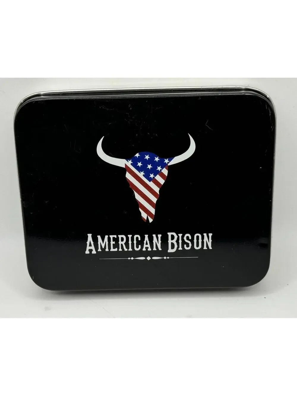 American Bison Brown Leather Bi-Fold Wallet with American Flag Logo
